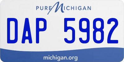 MI license plate DAP5982
