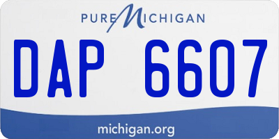 MI license plate DAP6607