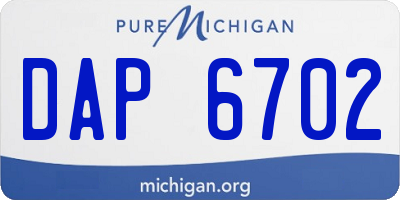 MI license plate DAP6702