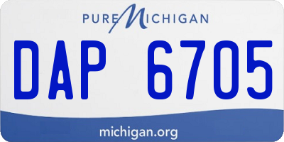MI license plate DAP6705
