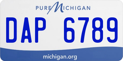 MI license plate DAP6789