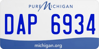 MI license plate DAP6934