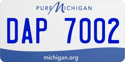 MI license plate DAP7002