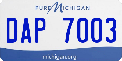 MI license plate DAP7003