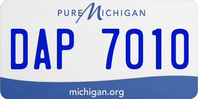 MI license plate DAP7010