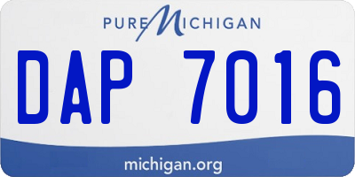 MI license plate DAP7016