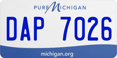 MI license plate DAP7026