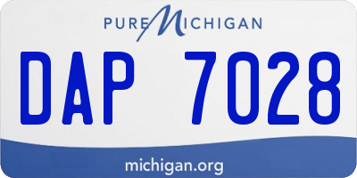 MI license plate DAP7028