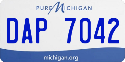 MI license plate DAP7042