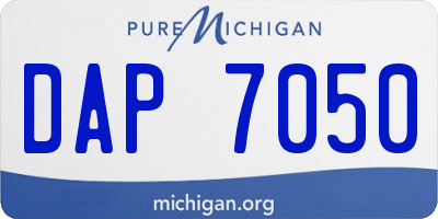 MI license plate DAP7050