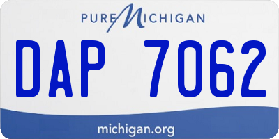 MI license plate DAP7062