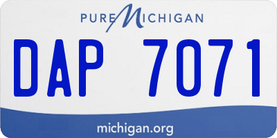 MI license plate DAP7071