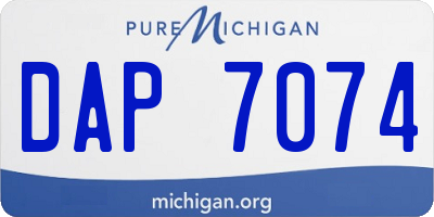 MI license plate DAP7074