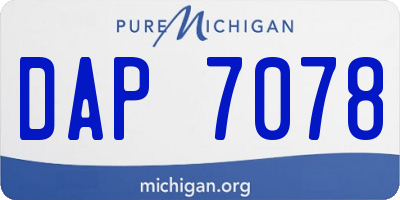 MI license plate DAP7078