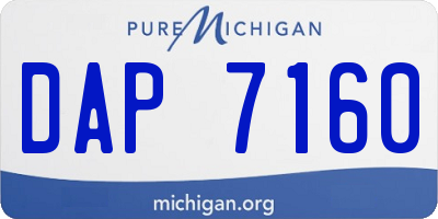 MI license plate DAP7160