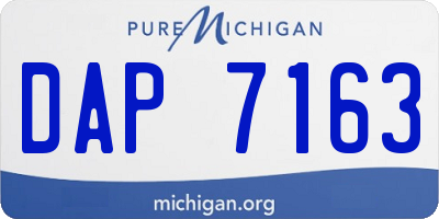 MI license plate DAP7163