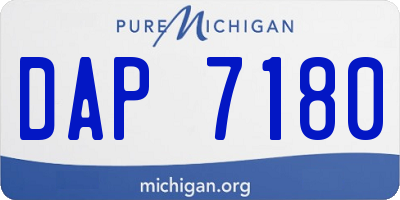 MI license plate DAP7180