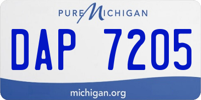 MI license plate DAP7205