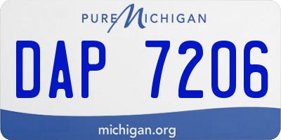 MI license plate DAP7206