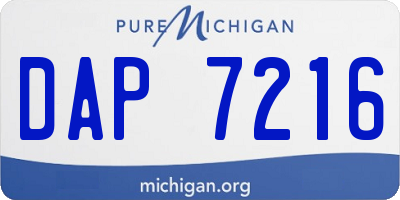 MI license plate DAP7216
