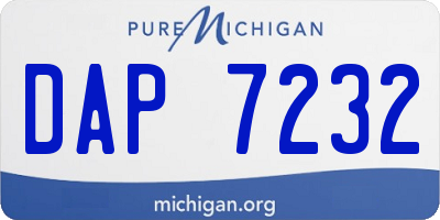 MI license plate DAP7232