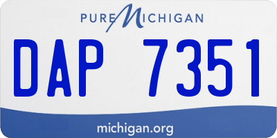 MI license plate DAP7351