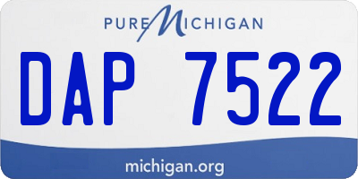 MI license plate DAP7522