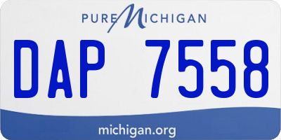 MI license plate DAP7558