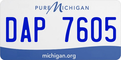 MI license plate DAP7605