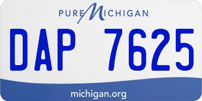 MI license plate DAP7625