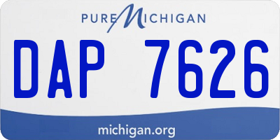 MI license plate DAP7626
