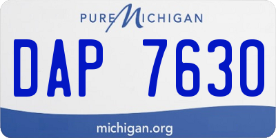 MI license plate DAP7630