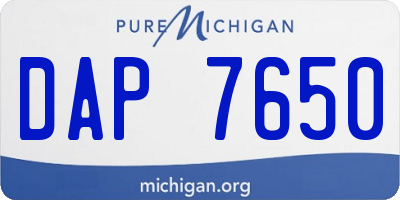 MI license plate DAP7650