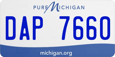 MI license plate DAP7660
