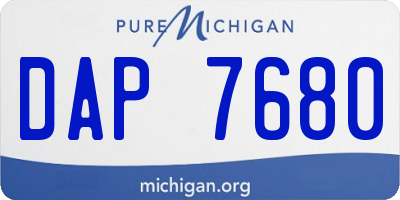 MI license plate DAP7680