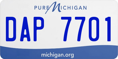 MI license plate DAP7701