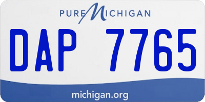 MI license plate DAP7765