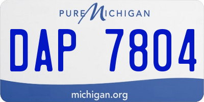 MI license plate DAP7804