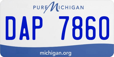 MI license plate DAP7860