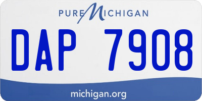 MI license plate DAP7908