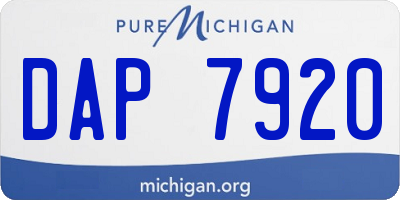 MI license plate DAP7920