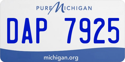 MI license plate DAP7925