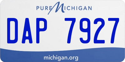 MI license plate DAP7927