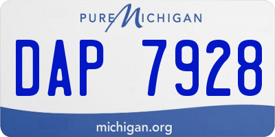 MI license plate DAP7928