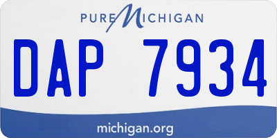 MI license plate DAP7934