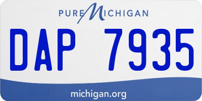 MI license plate DAP7935