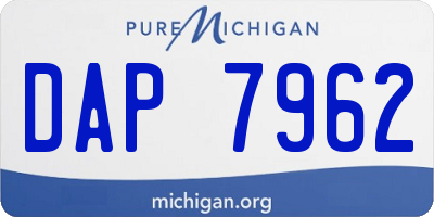 MI license plate DAP7962