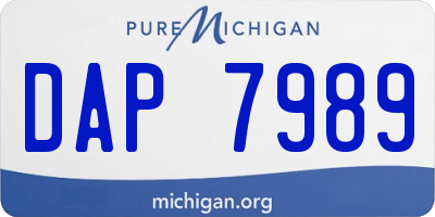 MI license plate DAP7989