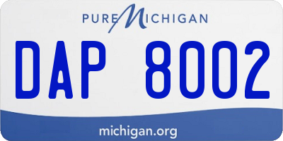 MI license plate DAP8002