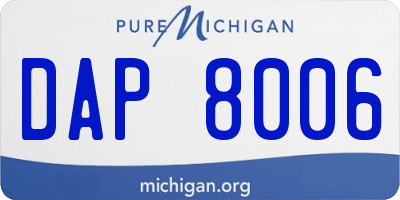 MI license plate DAP8006